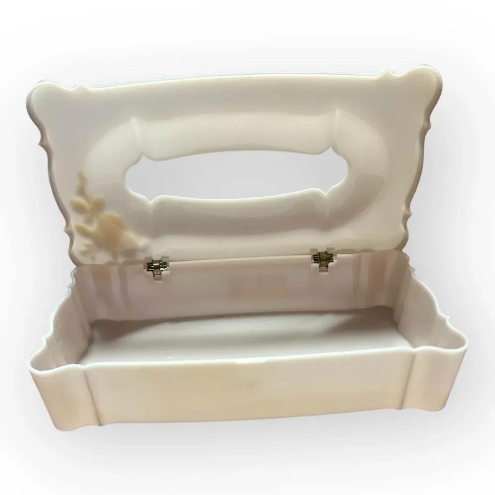 Vintage Schwartz Brothers Hinged Plastic Tissue Box pink Floral Bathroom Decor